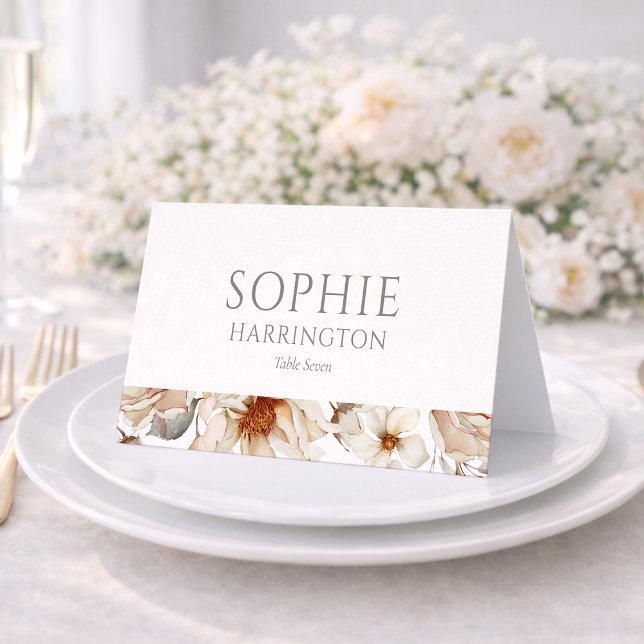 Minimal White Wedding Place Card  (Criador carregado)
