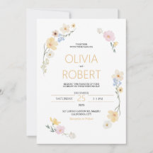 Minimalismo e flores Convite para Casamento