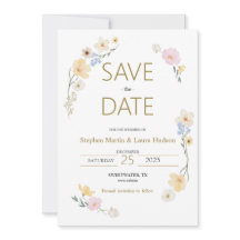 Minimalismo e flores Salvar o Convite de Data