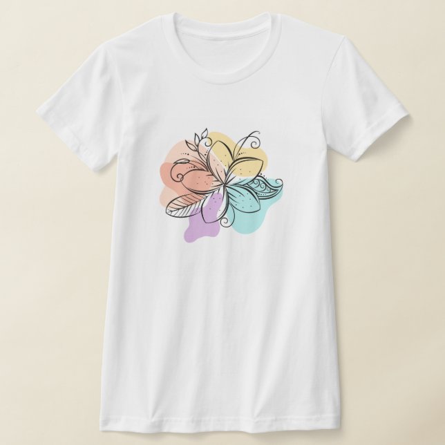 Minimalist Abstract Floral Line Art T-Shirt (Postura )