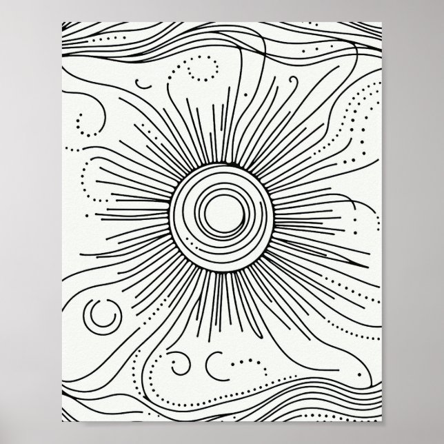 Minimalist Abstract Sun Art Poster (Frente)