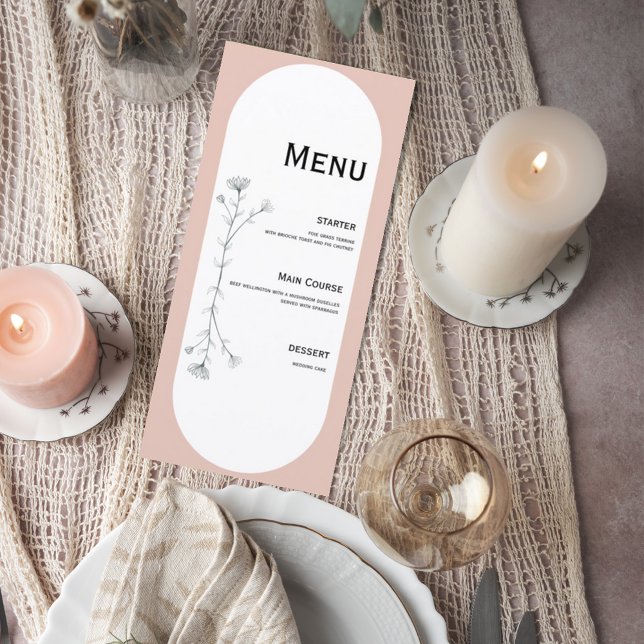 Minimalist Arch Wedding Menu Card (Criador carregado)