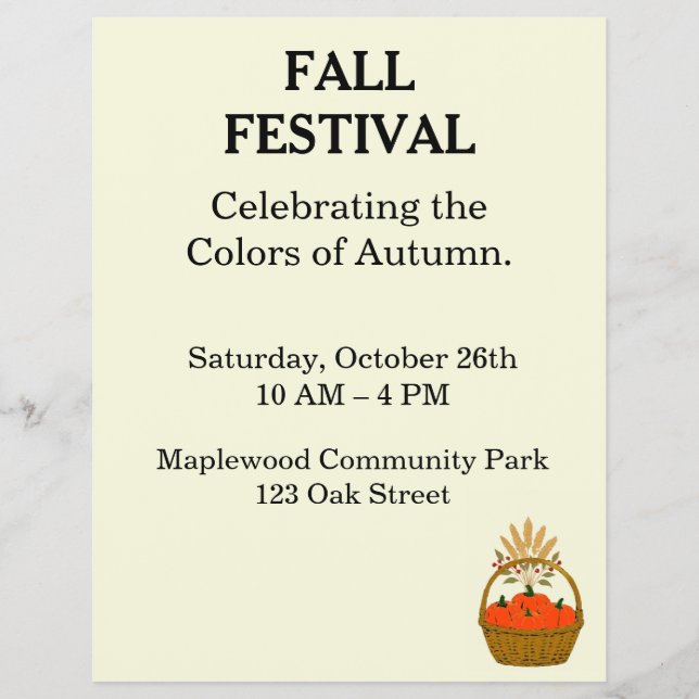 Minimalist Autumn Fall Festival Flyer - Grid Desig (Frente)