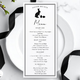 Minimalist Black On White Bunny Modern Easter Menu
