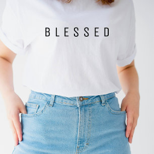 Minimalist BLESSED Text White T-Shirt