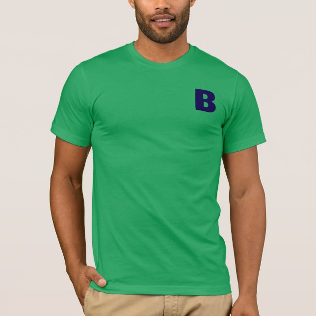 Minimalist Blue Monogram Modern Green T-Shirt (Frente)
