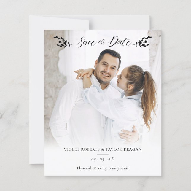 Minimalist Botanical Personalized Wedding Photo (Frente)