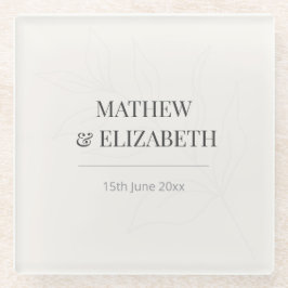 Minimalist Botanical Wedding Coaster | Warm Ivory