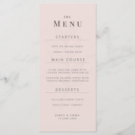 Minimalist Botanical Wedding Menu | Warm Blush