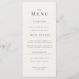 Minimalist Botanical Wedding Menu | Warm White
