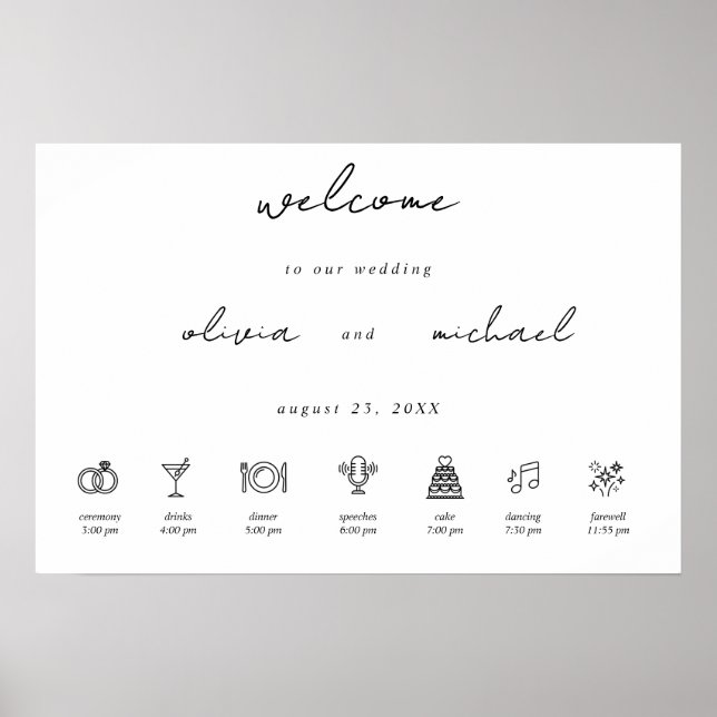Minimalist Calligraphy Wedding Welcome Poster (Frente)