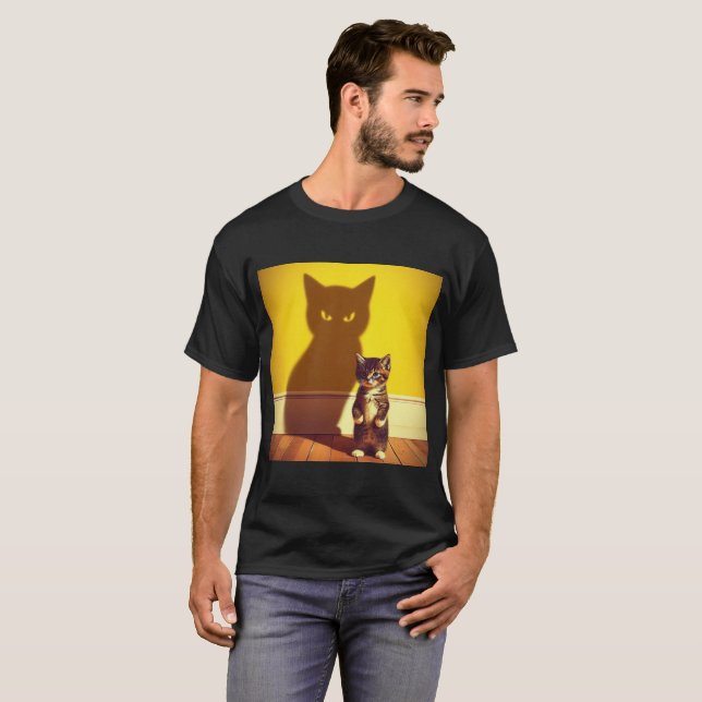 Minimalist Cat Art T-Shirt  (Frente Completa)