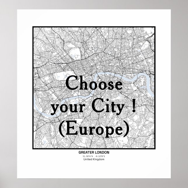 Minimalist City Maps Poster Line Art EUROPE (Frente)