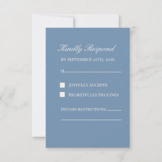Minimalist Dusty Blue Wedding RSVP Card
