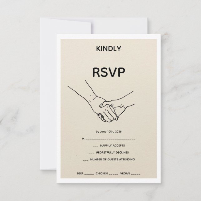 Minimalist Eternal Bond Line Art Wedding RSVP Card (Frente)