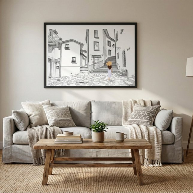 Minimalist European Street Illustration Poster (Criador carregado)