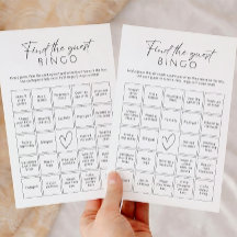 Minimalist Find The Guest Bingo Bridal Shower Game