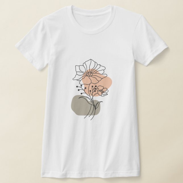 Minimalist Floral Line Art T-Shirt (Postura )