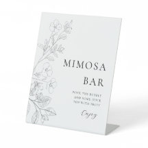 Minimalist Floral Mimosa Bar Sign