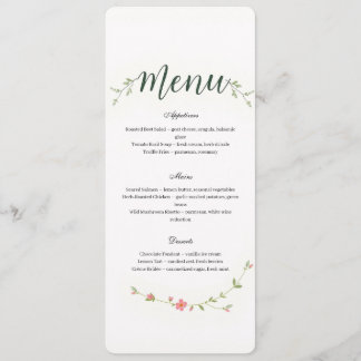Minimalist Floral Restaurant Or Wedding Menu