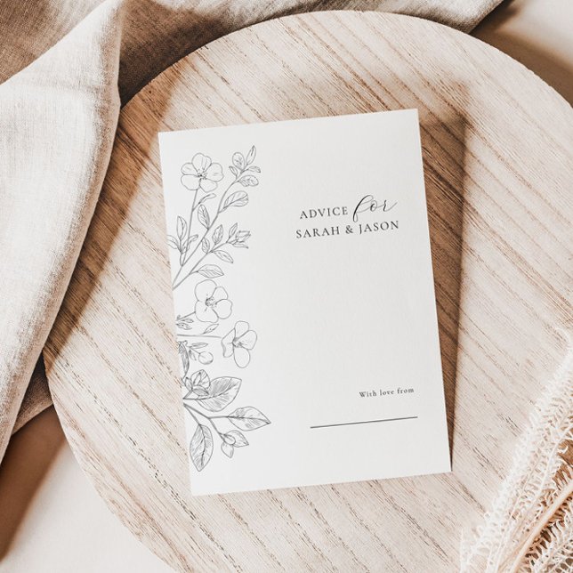 Minimalist Floral Wedding Advice Card (Criador carregado)