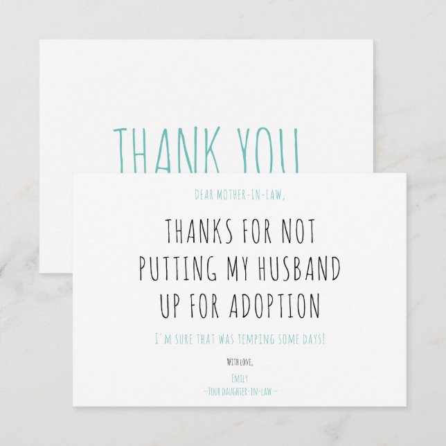 Minimalist Funny Handwriting Mother-in-law Quote (Frente/Verso)