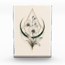 Minimalist Geometric Gold Orchid Luxury Acrylic