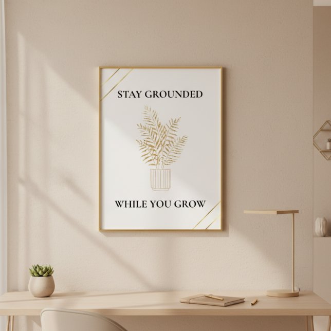 Minimalist Gold Botanical Quote Print Poster (Criador carregado)