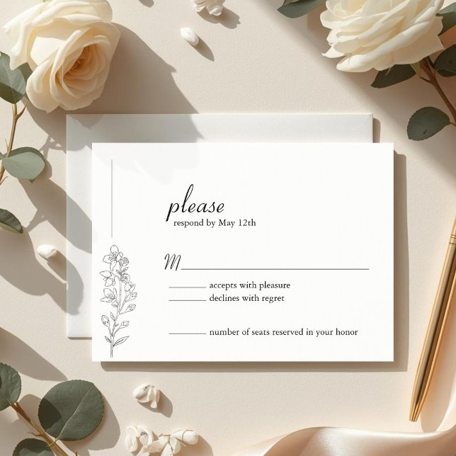 Minimalist Larkspur Wedding RSVP Card (Criador carregado)