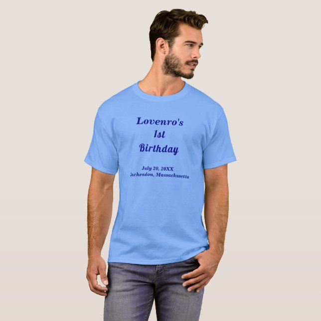Minimalist Light Blue Kids Birthday Dad T-Shirt (Frente Completa)