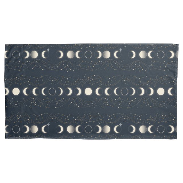 Minimalist Lunar Phases Pattern with Stars and Nig (Frente)