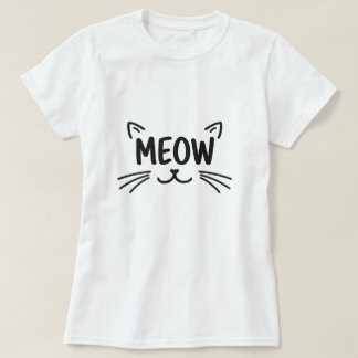 Minimalist MEOW Cat Line Art T-Shirt