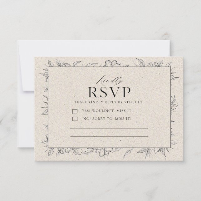 Minimalist Modern Elegant Cream Clean RSVP Card |  (Frente)