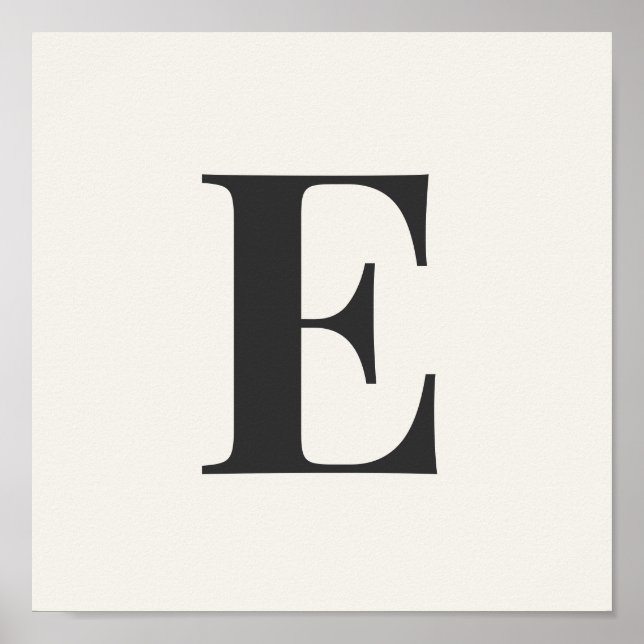 Minimalist Monogram Poster | Gray & Ivory Initial  (Frente)