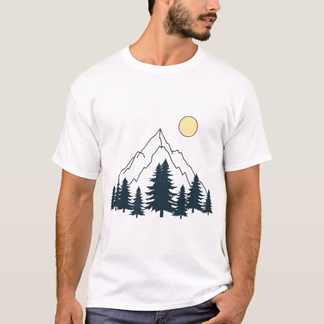 Minimalist Mountain and Forest T-Shirt (Frente)