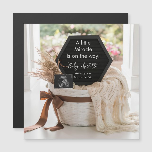 Minimalist Neutral pregnancy announcement card (Frente/Verso)