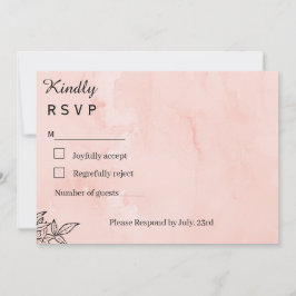 Minimalist Peach Watercolor Botanical Wedding RSVP