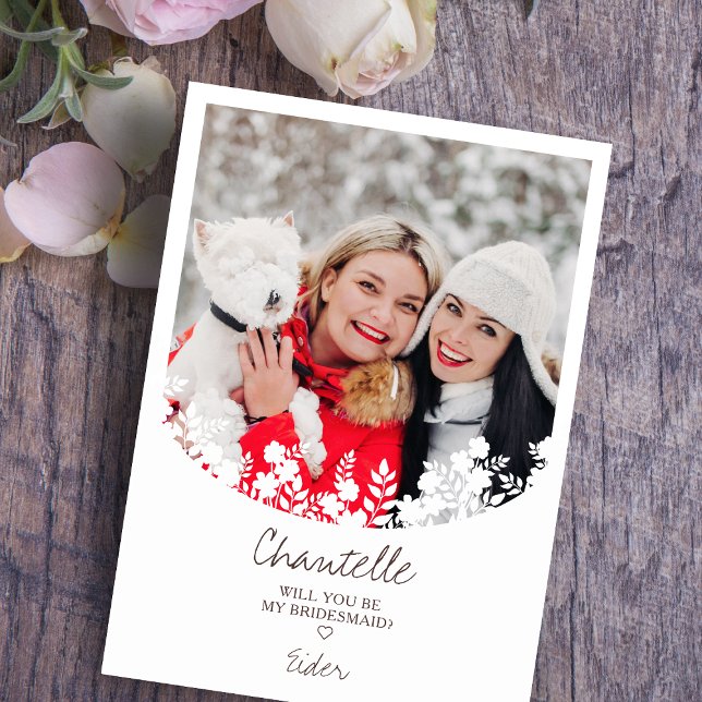 Minimalist Proposal Wildflowers Frame Bridesmaid (Criador carregado)