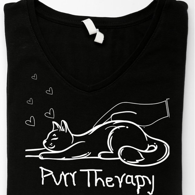Minimalist Purr Therapy Cat Lover Doodle T-Shirt (Criador carregado)