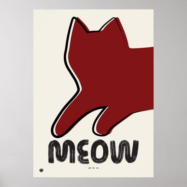 Minimalist Red Cat Silhouette Poster (Frente)