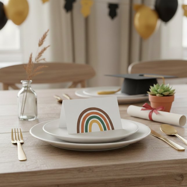 Minimalist Retro Rainbow Folded Table Place Card (Criador carregado)