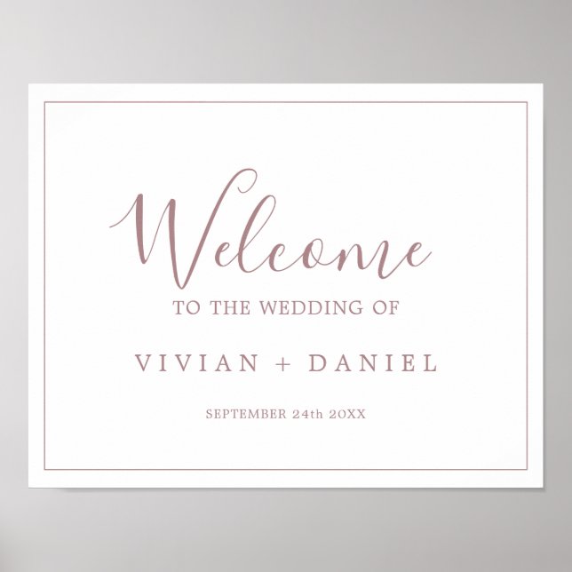 Minimalist Rose Gold Wedding Welcome Poster (Frente)