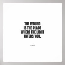Minimalist Rumi Quote Poster - The Wound is the Pl