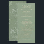 Minimalist Sage Green Wedding Menu Card<br><div class="desc">Add an elegant touch to your reception tables with this minimalist sage green wedding menu card featuring refined typography and a soft botanical design. The rich olive background paired with delicate cream lettering creates a timeless and sophisticated look that complements modern, garden, and nature-inspired weddings. The back of the menu...</div>