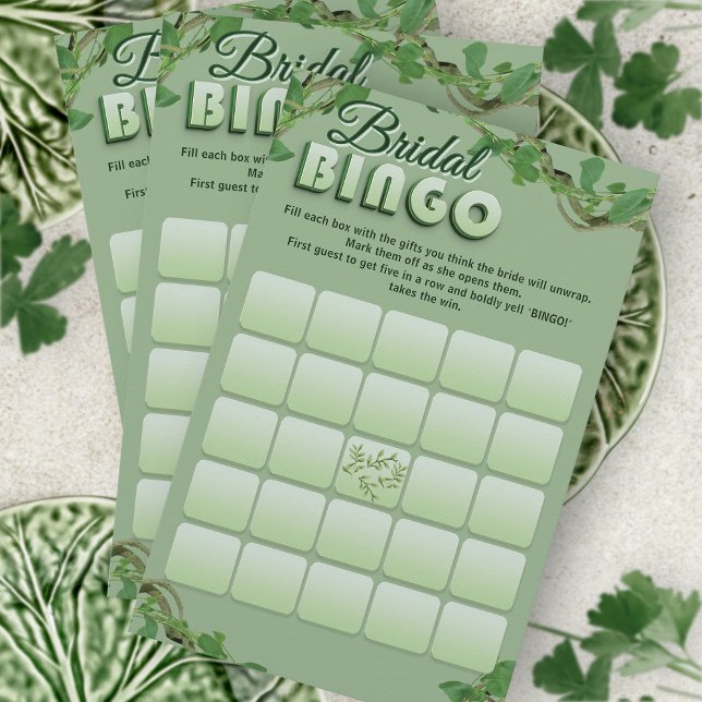 Minimalist Sage Greenery Bridal Shower Bingo Game  (Criador carregado)