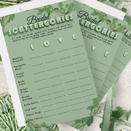 Minimalist Sage Greenery Scattergories Bridal Game
