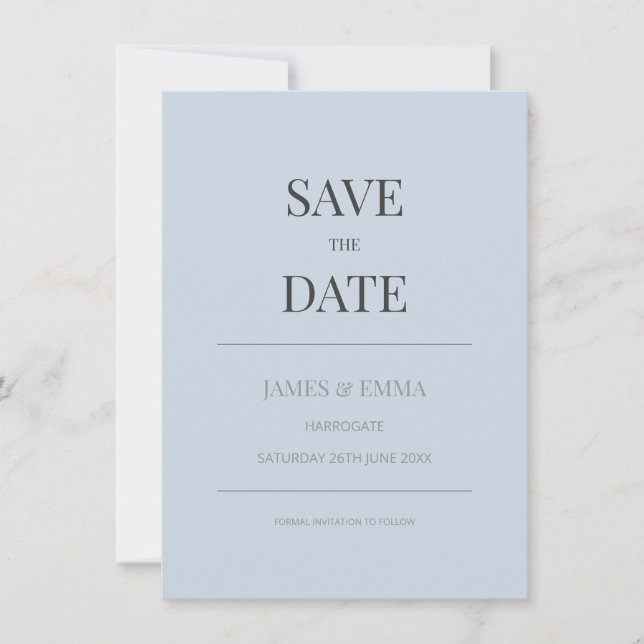 Minimalist Save the Date Card | Dusky Blue (Frente)