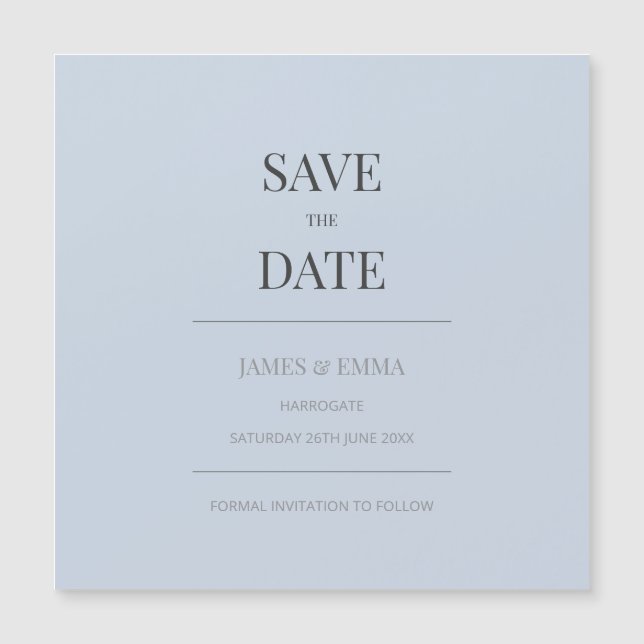 Minimalist Save the Date Card | Dusky Blue (Frente)