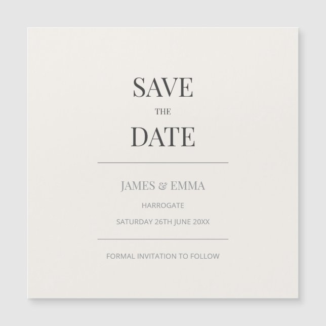 Minimalist Save the Date Card | Warm Ivory (Frente)
