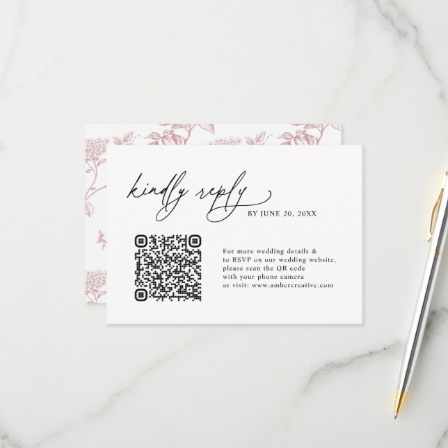 Minimalist Simple QR code Wedding RSVP Cards (Frente/Verso In Situ)